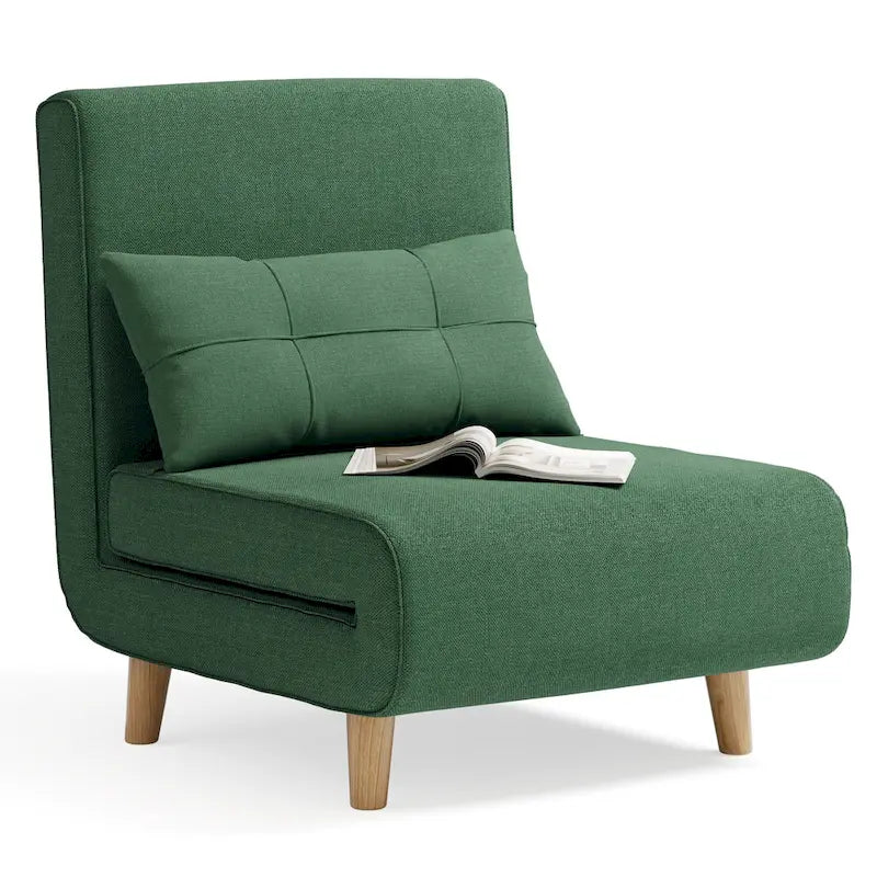 Sillón cama convertible 3 en 1 de lino gris, individual