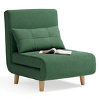 Sillón cama convertible 3 en 1 de lino gris, individual