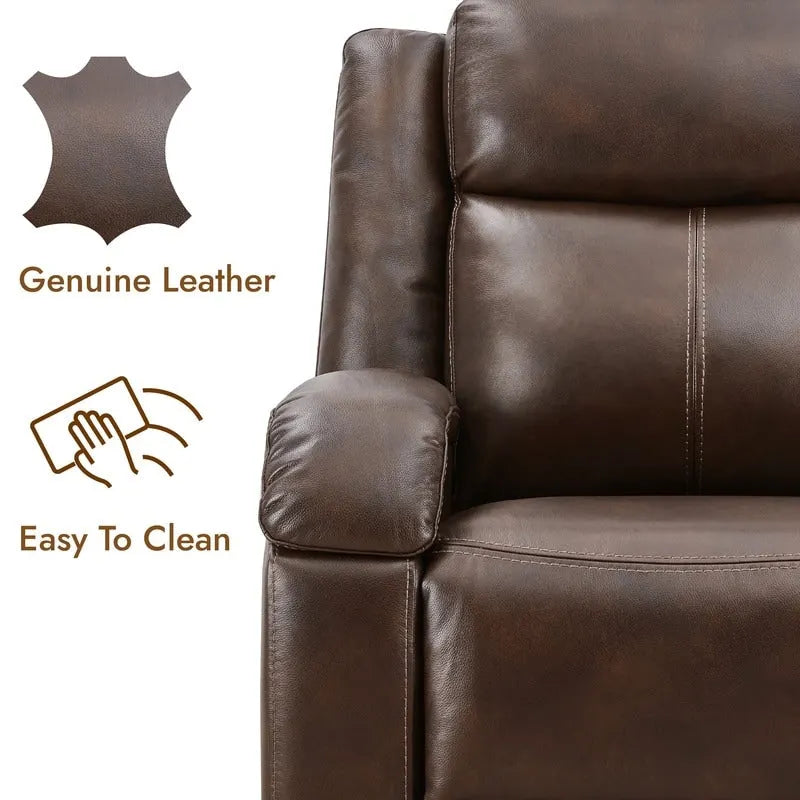 Sillón reclinable eléctrico individual Wall Hugger color crema/gris con reposacabezas y puertos USB