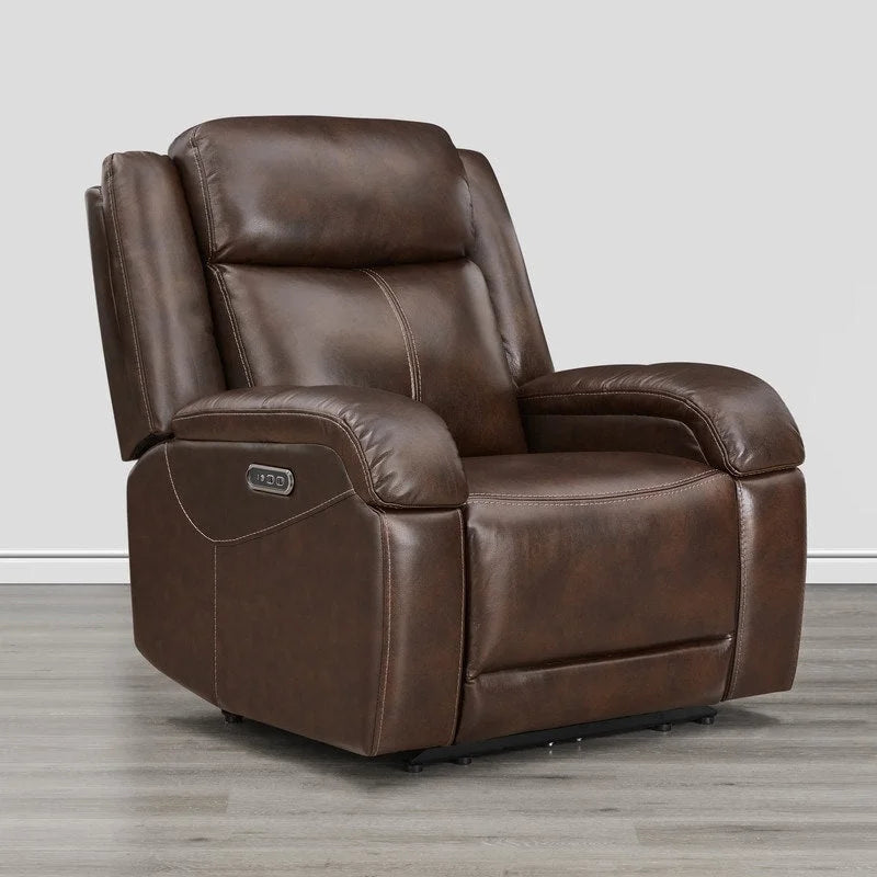 Sillón reclinable eléctrico individual Wall Hugger color crema/gris con reposacabezas y puertos USB