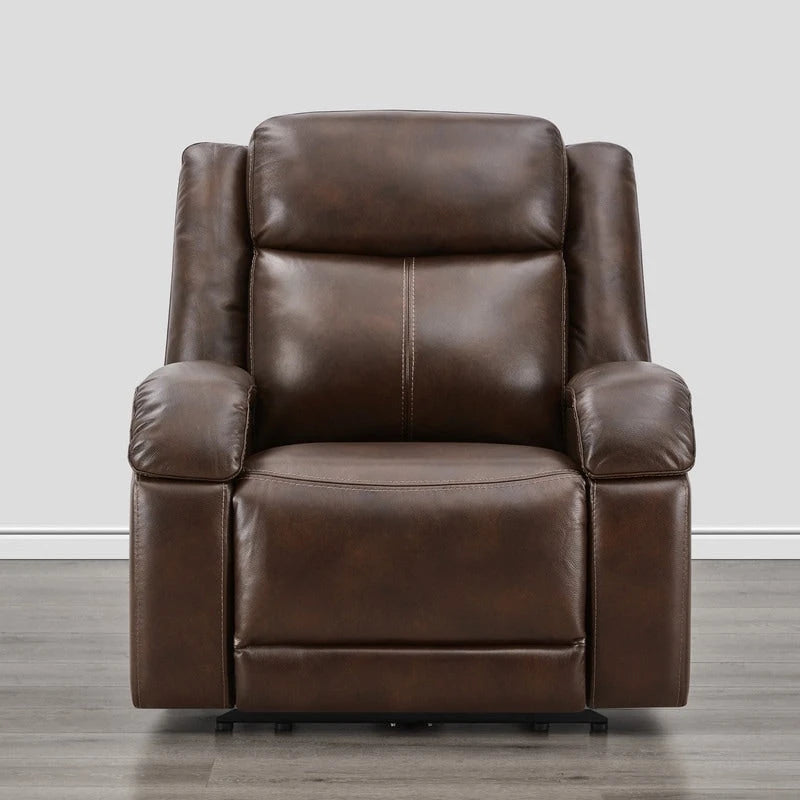 Sillón reclinable eléctrico individual Wall Hugger color crema/gris con reposacabezas y puertos USB