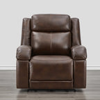 Sillón reclinable eléctrico individual Wall Hugger color crema/gris con reposacabezas y puertos USB