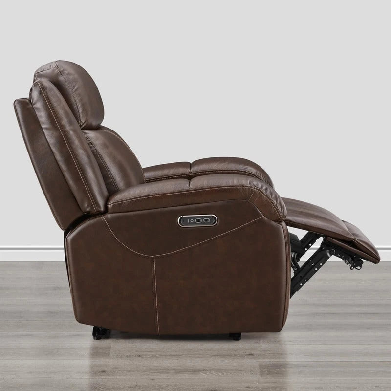 Sillón reclinable eléctrico individual Wall Hugger color crema/gris con reposacabezas y puertos USB
