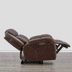 Sillón reclinable eléctrico individual Wall Hugger color crema/gris con reposacabezas y puertos USB