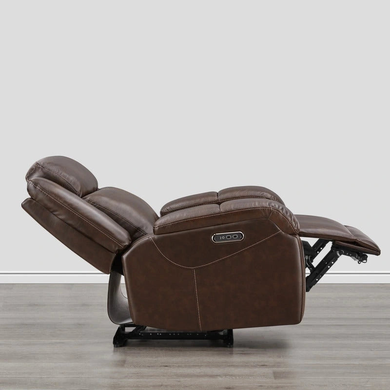 Sillón reclinable eléctrico individual Wall Hugger color crema/gris con reposacabezas y puertos USB