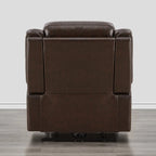 Sillón reclinable eléctrico individual Wall Hugger color crema/gris con reposacabezas y puertos USB