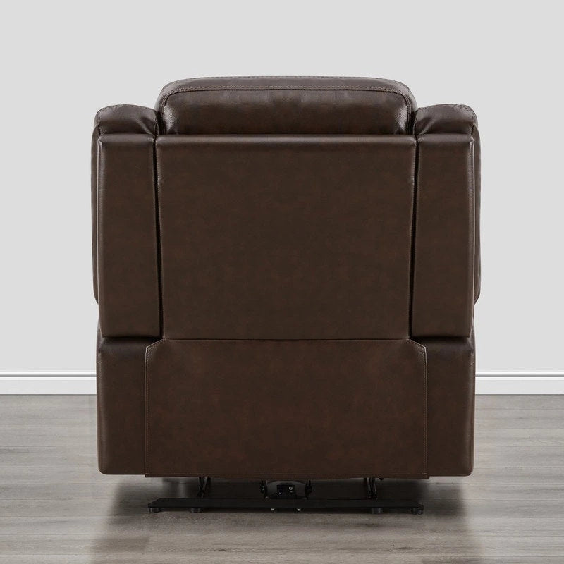 Sillón reclinable eléctrico individual Wall Hugger color crema/gris con reposacabezas y puertos USB