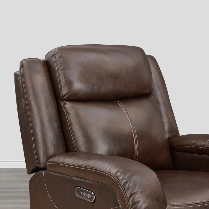 Sillón reclinable eléctrico individual Wall Hugger color crema/gris con reposacabezas y puertos USB