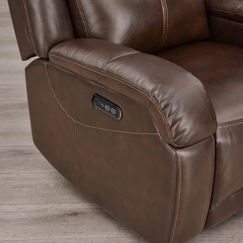 Sillón reclinable eléctrico individual Wall Hugger color crema/gris con reposacabezas y puertos USB