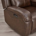 Sillón reclinable eléctrico individual Wall Hugger color crema/gris con reposacabezas y puertos USB