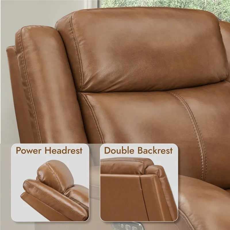 Sillón reclinable eléctrico individual Wall Hugger color crema/gris con reposacabezas y puertos USB