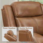Sillón reclinable eléctrico individual Wall Hugger color crema/gris con reposacabezas y puertos USB