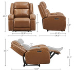 Sillón reclinable eléctrico individual Wall Hugger color crema/gris con reposacabezas y puertos USB