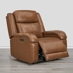 Sillón reclinable eléctrico individual Wall Hugger color crema/gris con reposacabezas y puertos USB