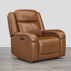 Sillón reclinable eléctrico individual Wall Hugger color crema/gris con reposacabezas y puertos USB