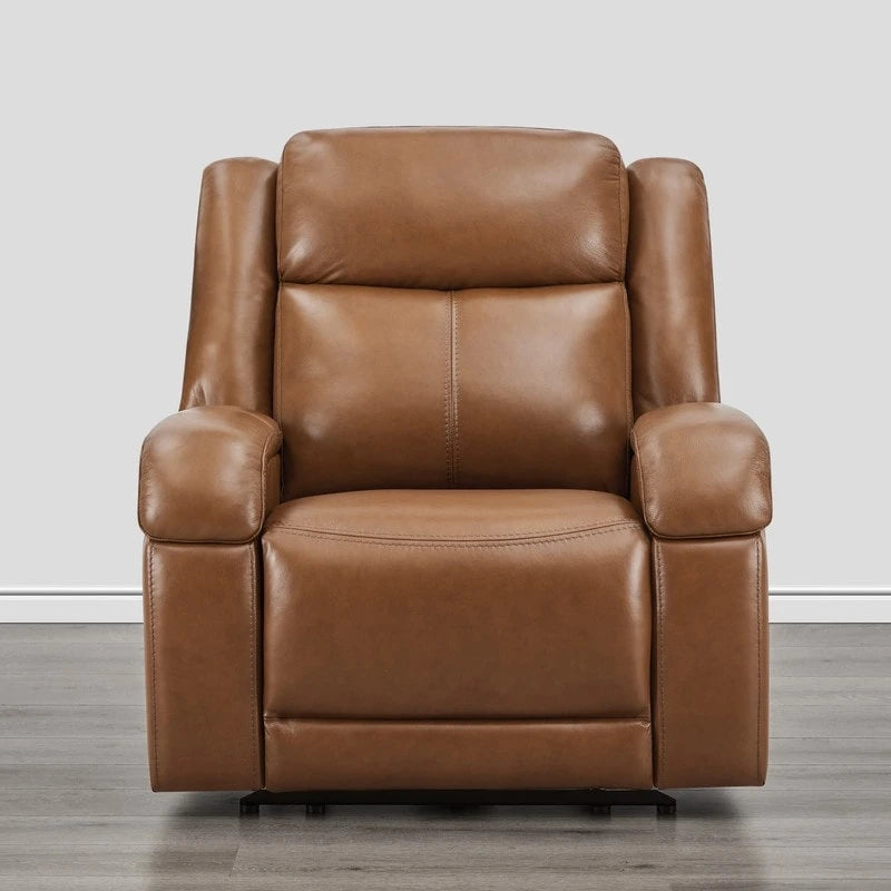 Sillón reclinable eléctrico individual Wall Hugger color crema/gris con reposacabezas y puertos USB