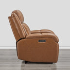 Sillón reclinable eléctrico individual Wall Hugger color crema/gris con reposacabezas y puertos USB
