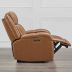 Sillón reclinable eléctrico individual Wall Hugger color crema/gris con reposacabezas y puertos USB