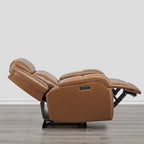 Sillón reclinable eléctrico individual Wall Hugger color crema/gris con reposacabezas y puertos USB