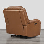 Sillón reclinable eléctrico individual Wall Hugger color crema/gris con reposacabezas y puertos USB