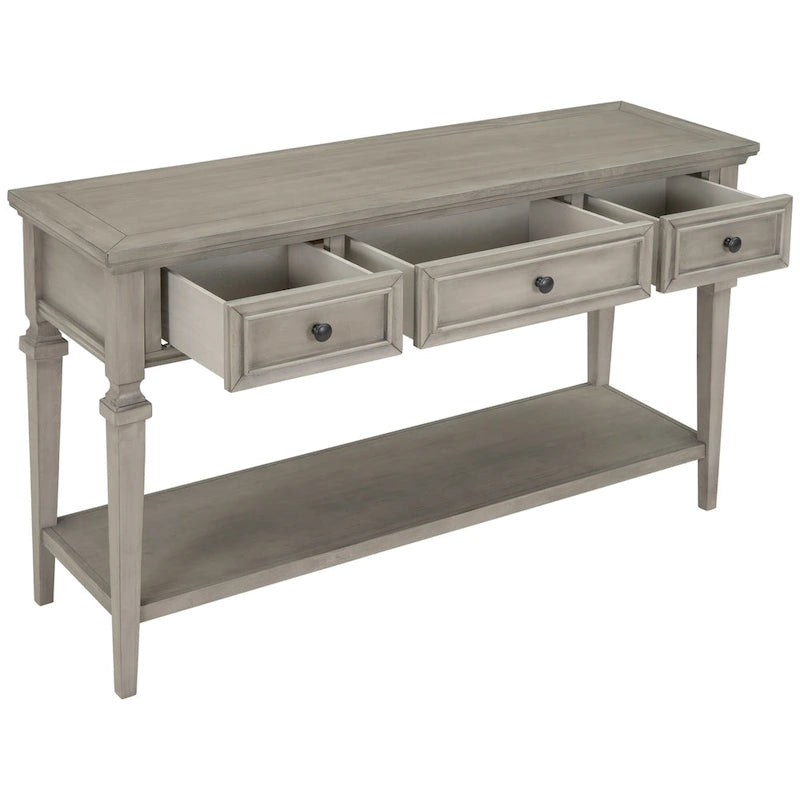 Mesa consola retro con 3 cajones, en azul marino/blanco antiguo/gris lavado/espresso, requiere montaje de 1 persona