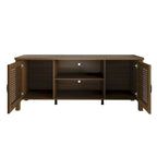 Mueble de TV de 2 puertas con persiana marrón/gris/roble claro, para TV de hasta 60", 1 habitación