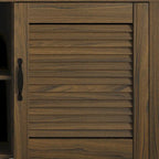 Mueble de TV de 2 puertas con persiana marrón/gris/roble claro, para TV de hasta 60", 1 habitación