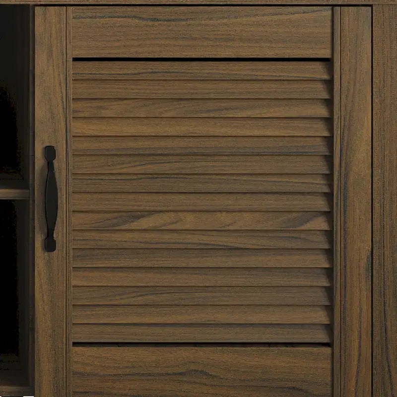 Mueble de TV de 2 puertas con persiana marrón/gris/roble claro, para TV de hasta 60", 1 habitación