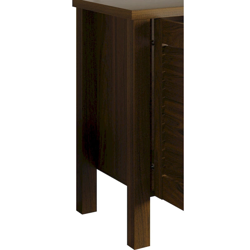 Mueble de TV de 2 puertas con persiana marrón/gris/roble claro, para TV de hasta 60", 1 habitación