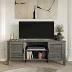 Mueble de TV de 2 puertas con persiana marrón/gris/roble claro, para TV de hasta 60", 1 habitación