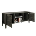 Mueble de TV de 2 puertas con persiana marrón/gris/roble claro, para TV de hasta 60", 1 habitación