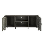 Mueble de TV de 2 puertas con persiana marrón/gris/roble claro, para TV de hasta 60", 1 habitación