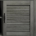 Mueble de TV de 2 puertas con persiana marrón/gris/roble claro, para TV de hasta 60", 1 habitación