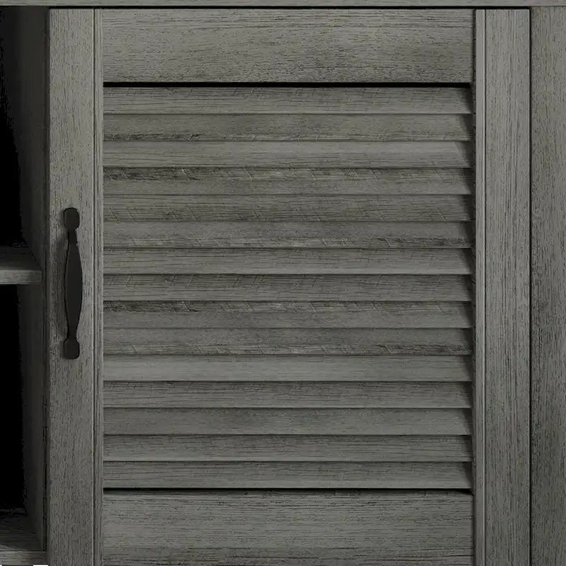 Mueble de TV de 2 puertas con persiana marrón/gris/roble claro, para TV de hasta 60", 1 habitación