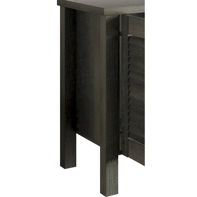 Mueble de TV de 2 puertas con persiana marrón/gris/roble claro, para TV de hasta 60", 1 habitación