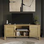 Mueble de TV de 2 puertas con persiana marrón/gris/roble claro, para TV de hasta 60", 1 habitación