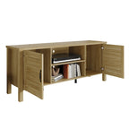 Mueble de TV de 2 puertas con persiana marrón/gris/roble claro, para TV de hasta 60", 1 habitación