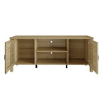 Mueble de TV de 2 puertas con persiana marrón/gris/roble claro, para TV de hasta 60", 1 habitación
