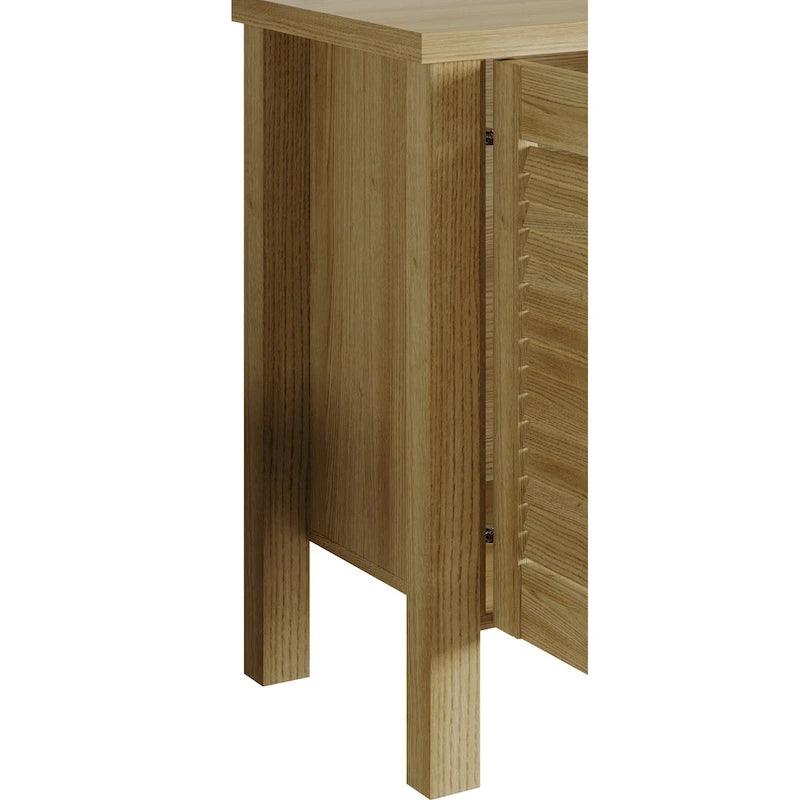 Mueble de TV de 2 puertas con persiana marrón/gris/roble claro, para TV de hasta 60", 1 habitación