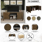 Mueble de TV de 2 puertas con persiana marrón/gris/roble claro, para TV de hasta 60", 1 habitación