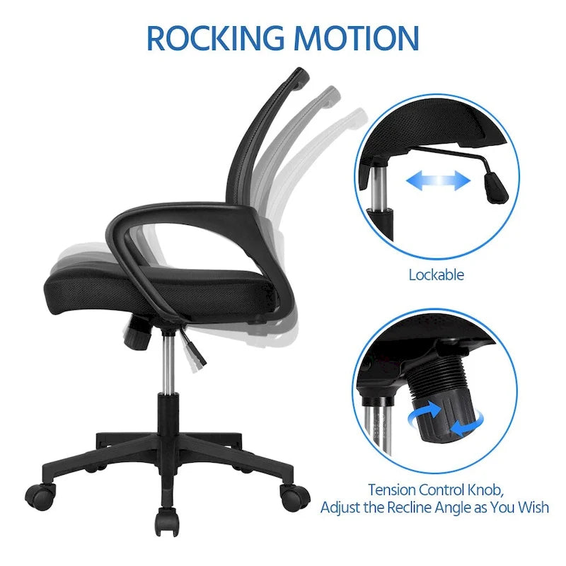 Silla de oficina ergonómica giratoria con respaldo de malla – Gris oscuro / Rojo / Gris / Azul / Negro / Morado, Unidad