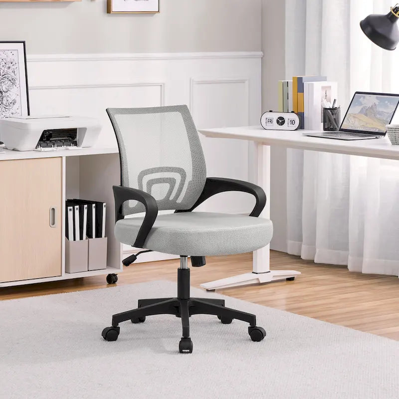 Silla de oficina ergonómica giratoria con respaldo de malla – Gris oscuro / Rojo / Gris / Azul / Negro / Morado, Unidad
