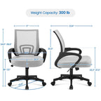 Silla de oficina ergonómica giratoria con respaldo de malla – Gris oscuro / Rojo / Gris / Azul / Negro / Morado, Unidad