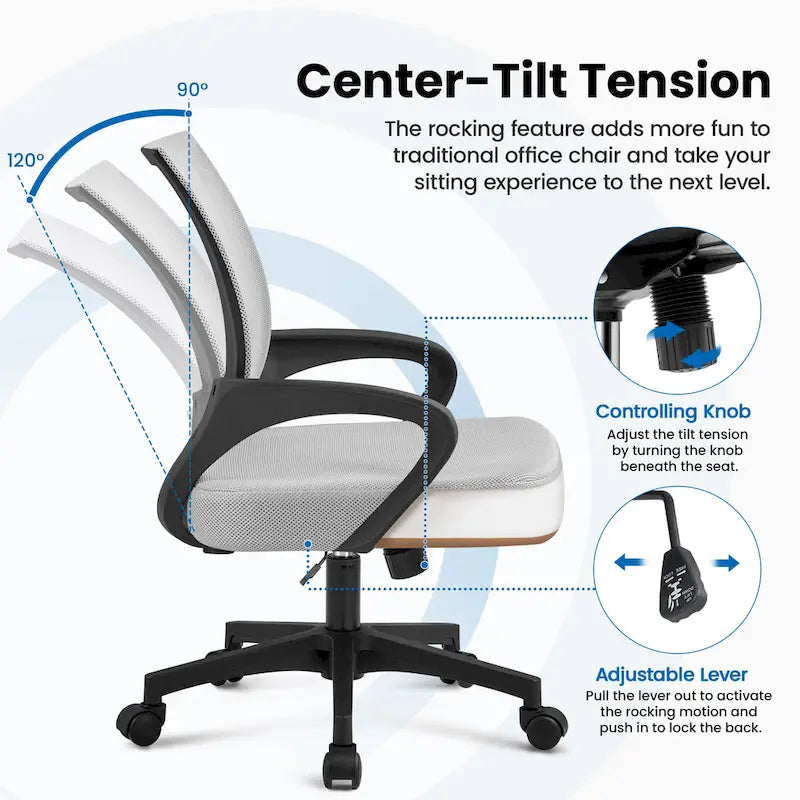 Silla de oficina ergonómica giratoria con respaldo de malla – Gris oscuro / Rojo / Gris / Azul / Negro / Morado, Unidad