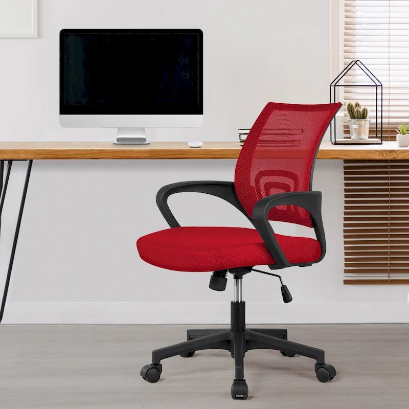 Silla de oficina ergonómica giratoria con respaldo de malla – Gris oscuro / Rojo / Gris / Azul / Negro / Morado, Unidad