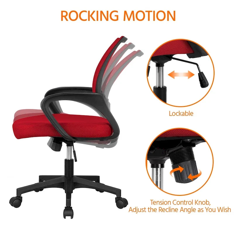 Silla de oficina ergonómica giratoria con respaldo de malla – Gris oscuro / Rojo / Gris / Azul / Negro / Morado, Unidad