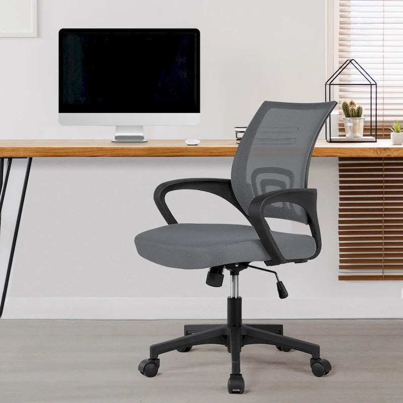 Silla de oficina ergonómica giratoria con respaldo de malla – Gris oscuro / Rojo / Gris / Azul / Negro / Morado, Unidad