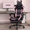 Silla Gaming Negra/Rosa con Orejas de Gato y Reposapiés, Reclinable, para 1 Persona