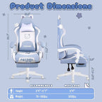 Silla Gaming Negra/Rosa con Orejas de Gato y Reposapiés, Reclinable, para 1 Persona