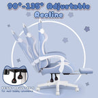 Silla Gaming Negra/Rosa con Orejas de Gato y Reposapiés, Reclinable, para 1 Persona
